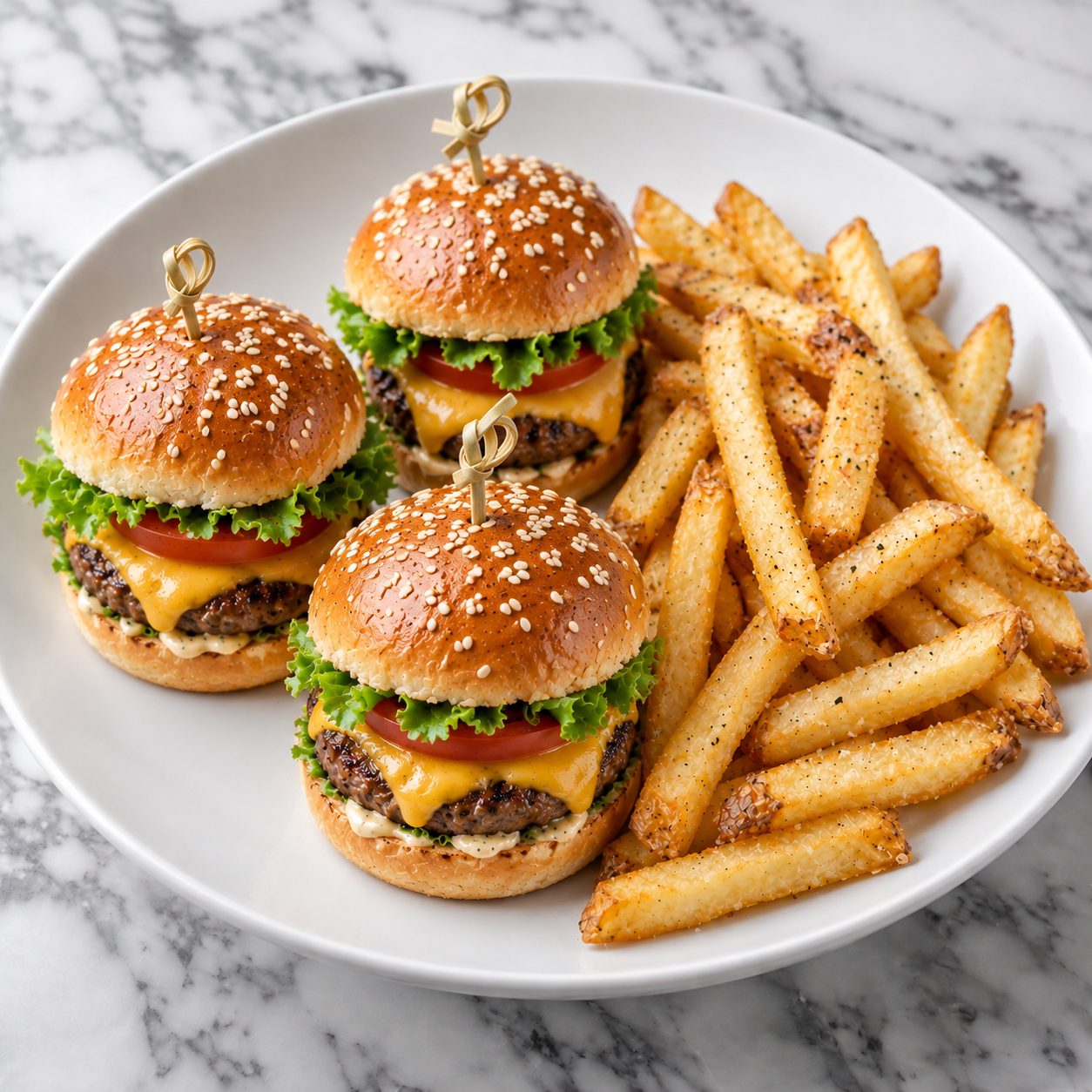 DREI MINI BURGER MIT POMMES